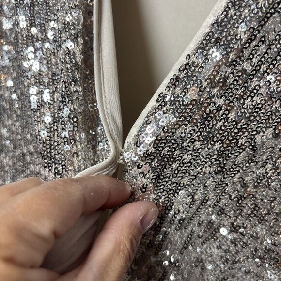 Express Womens Small  Silver Sequin Sparkly Stretchy Bodysuit Y2K Glam party - Picture 4 of 7